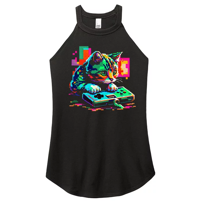 Cat Gaming 8bit Gaming Women’s Perfect Tri Rocker Tank