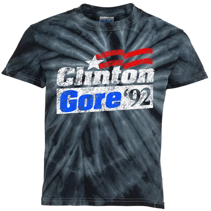 Clinton Gore 92 Presidential Campaign Vintage Retro Gift Kids Tie-Dye T-Shirt