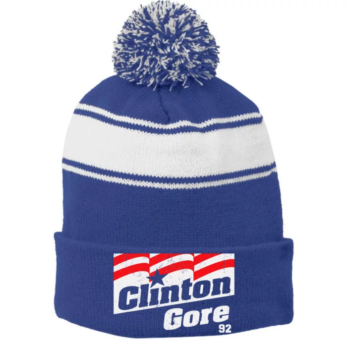 Clinton Gore 92 Retro Campaign Stripe Pom Pom Beanie