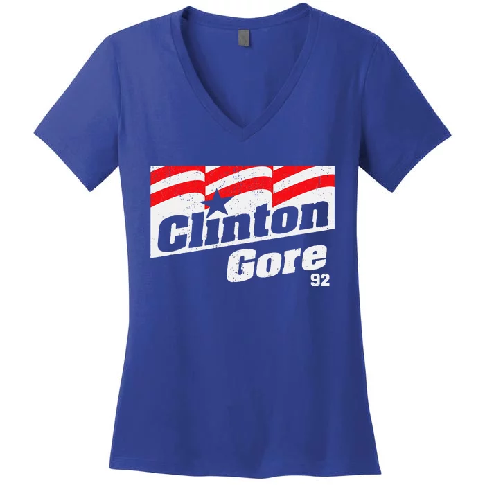 Clinton Gore 92 Retro Campaign Women's V-Neck T-Shirt