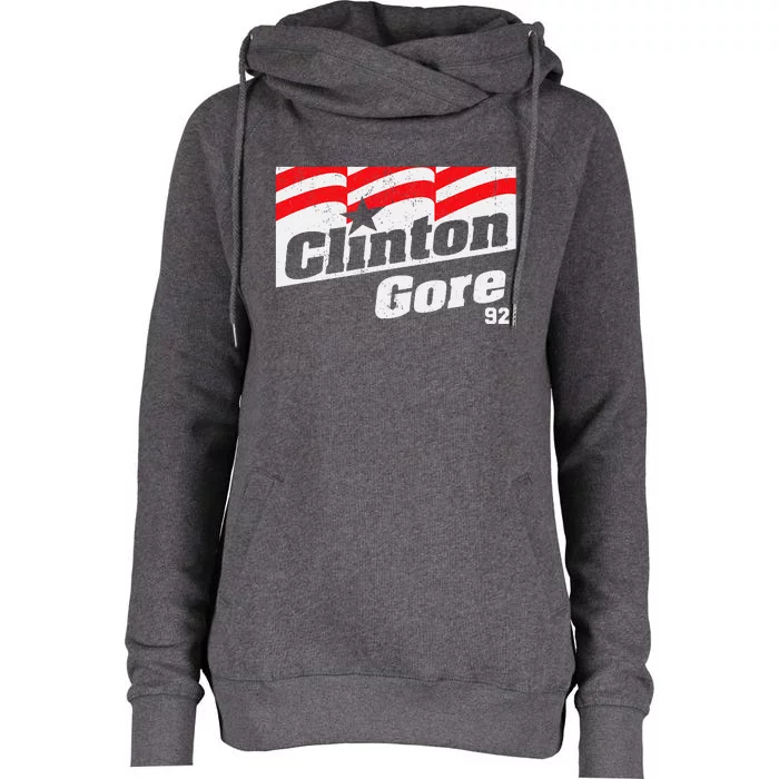 Clinton Gore 92 Retro Campaign Womens Funnel Neck Pullover Hood