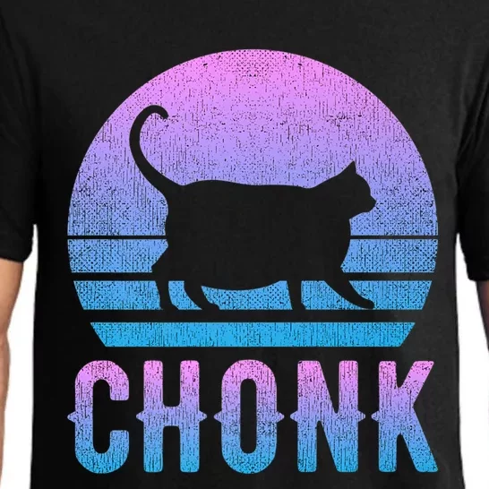 Chonk Gradient 90´S Funny Retro Fat Cat Meme Pajama Set