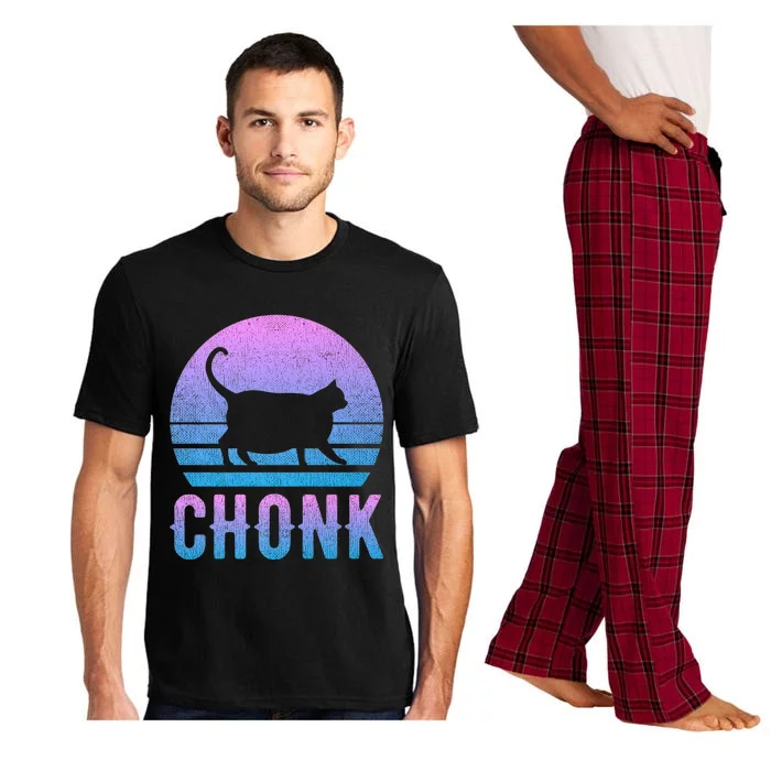 Chonk Gradient 90´S Funny Retro Fat Cat Meme Pajama Set