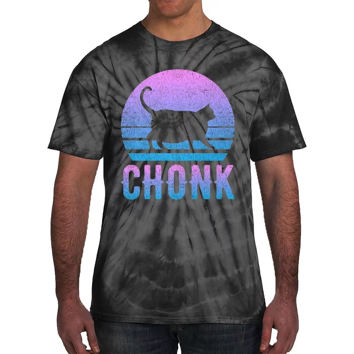 Chonk Gradient 90´S Funny Retro Fat Cat Meme Tie-Dye T-Shirt