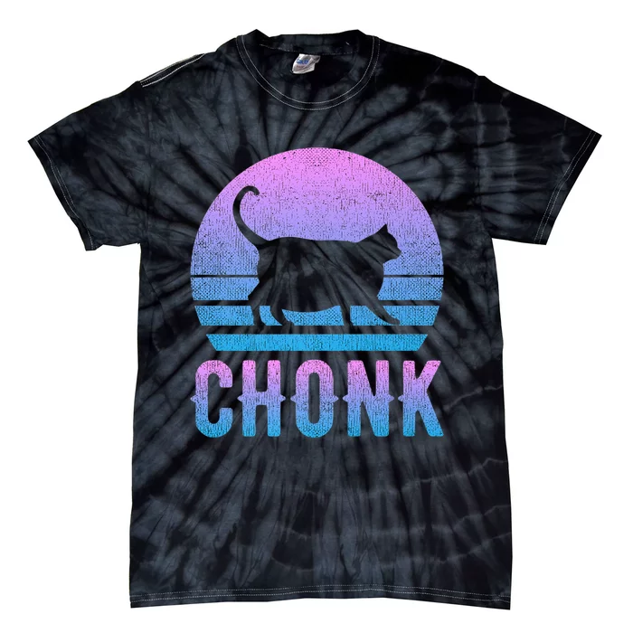 Chonk Gradient 90´S Funny Retro Fat Cat Meme Tie-Dye T-Shirt