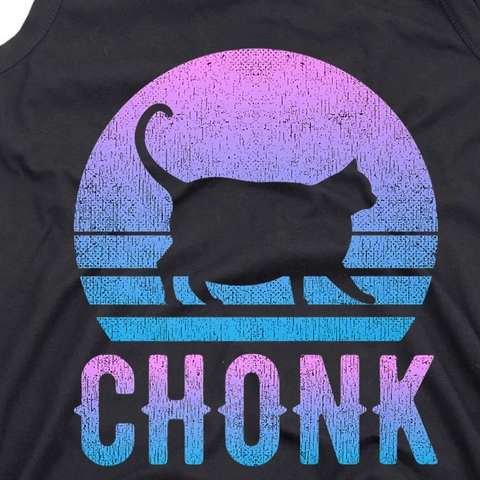 Chonk Gradient 90´S Funny Retro Fat Cat Meme Tank Top