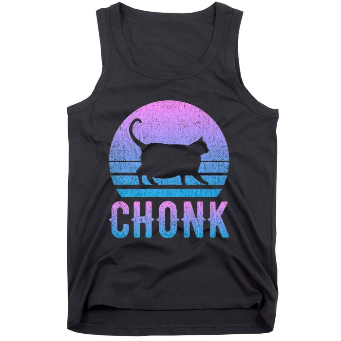 Chonk Gradient 90´S Funny Retro Fat Cat Meme Tank Top