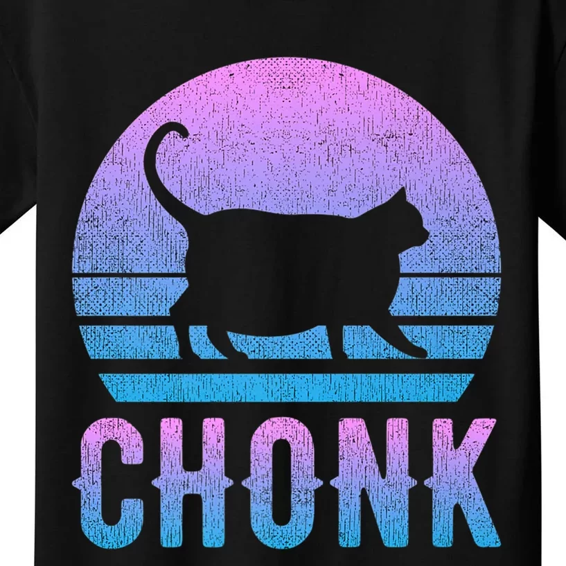 Chonk Gradient 90´S Funny Retro Fat Cat Meme Kids T-Shirt