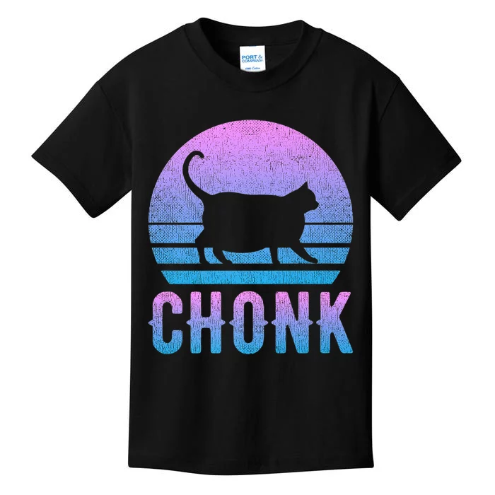 Chonk Gradient 90´S Funny Retro Fat Cat Meme Kids T-Shirt