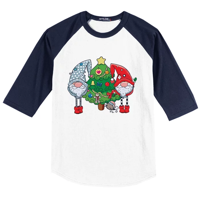 Christmas Gnomes And Tree Baseball Sleeve Shirt