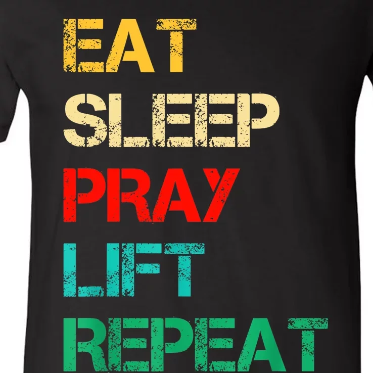 Christian Gym And Jesus Gym For Eat Sleep Pray Repeat V-Neck T-Shirt