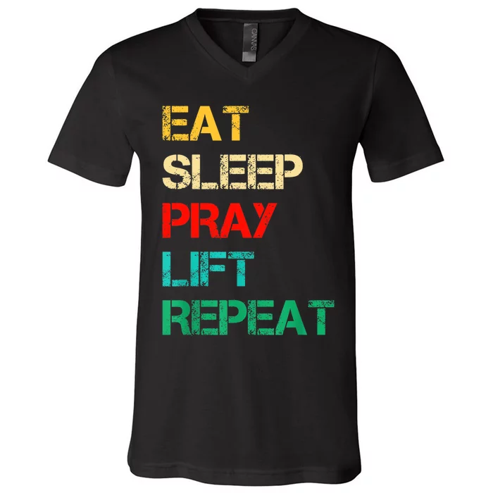 Christian Gym And Jesus Gym For Eat Sleep Pray Repeat V-Neck T-Shirt