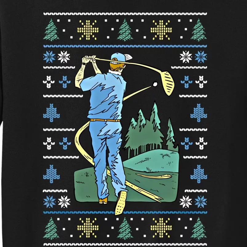 Cringey Golf Art Funny Ugly Christmas Sweater Style Golfing Gift Tall Sweatshirt