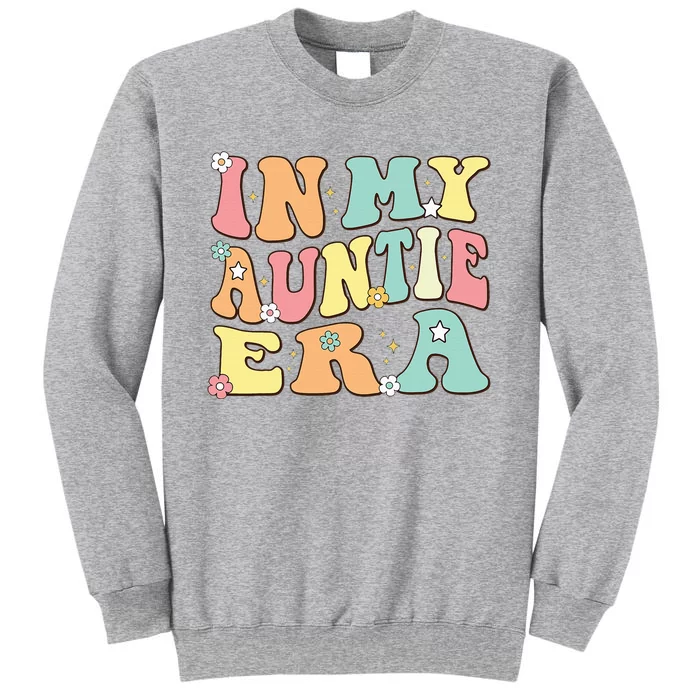 Christmas Groovy Auntie Era Baby Announcement Tall Sweatshirt