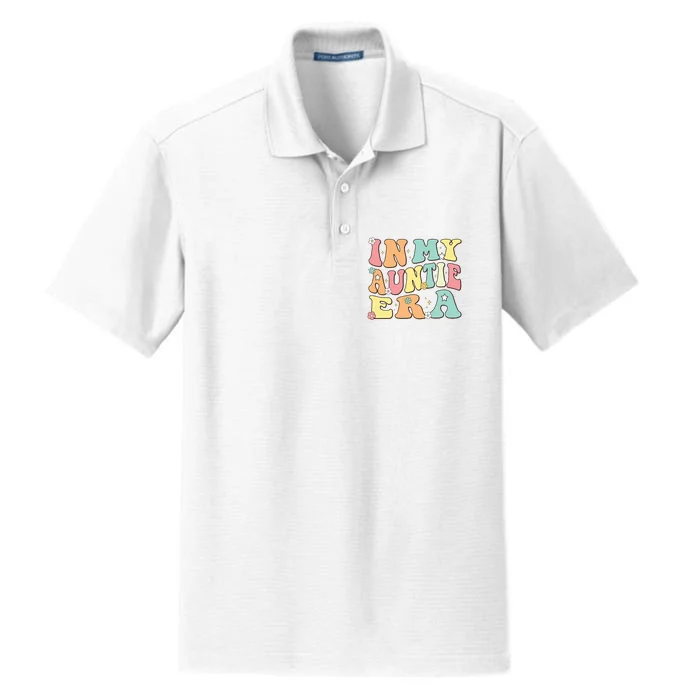 Christmas Groovy Auntie Era Baby Announcement Dry Zone Grid Performance Polo