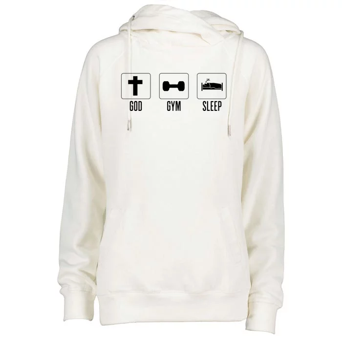 Christian Gym And Jesus Gym For God Gym Sleep Funny Gift Womens Funnel Neck Pullover Hood