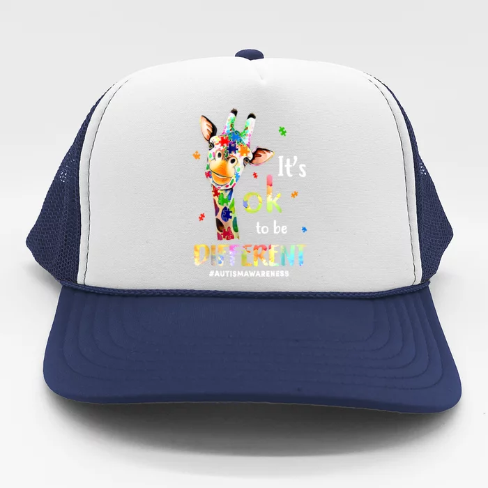 Cute Giraffe Animal Its Ok To Be Different Gift Autism Awareness Trucker Hat