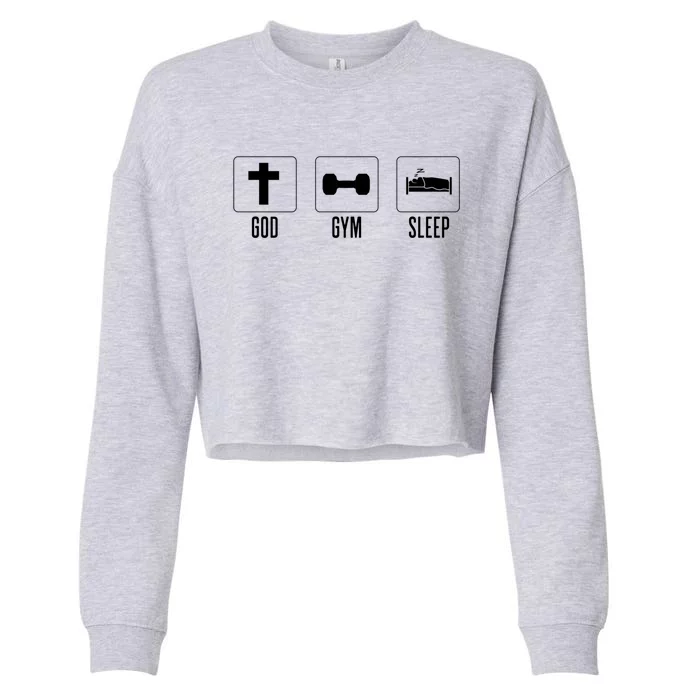 Christian Gym And Jesus Gym For God Gym Sleep Funny Gift Cropped Pullover Crew