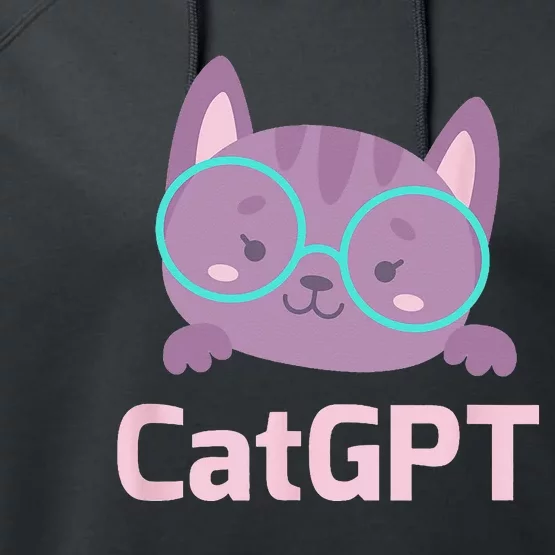 Cat GPT Ai Cat Geek Cat Lovers & Chat GPT Back To School Performance Fleece Hoodie