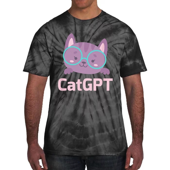 Cat GPT Ai Cat Geek Cat Lovers & Chat GPT Back To School Tie-Dye T-Shirt