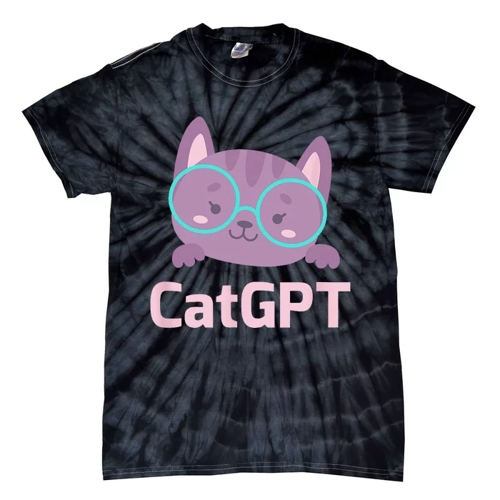 Cat GPT Ai Cat Geek Cat Lovers & Chat GPT Back To School Tie-Dye T-Shirt