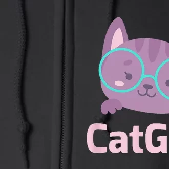 Cat GPT Ai Cat Geek Cat Lovers & Chat GPT Back To School Full Zip Hoodie