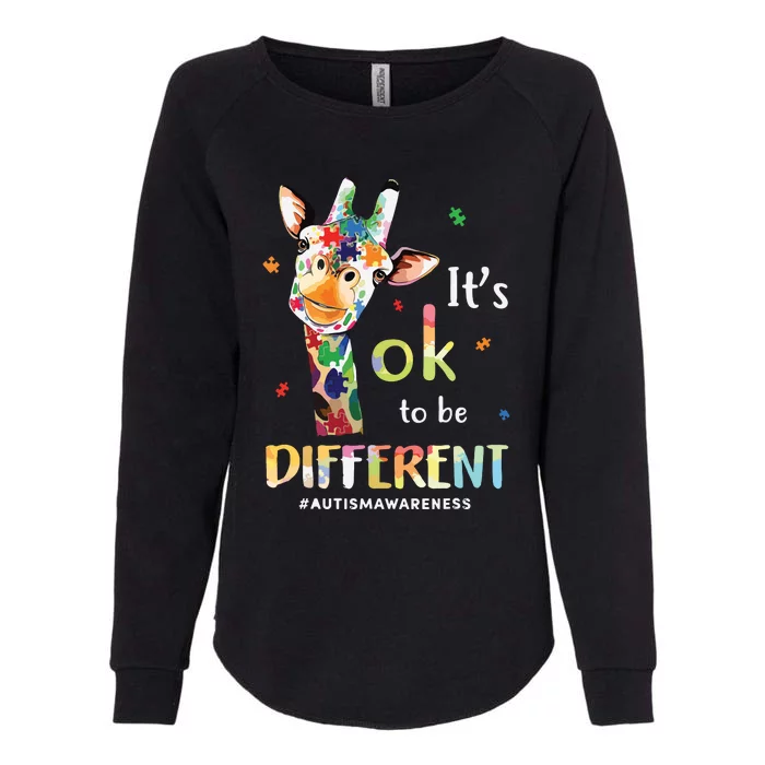 Cute Giraffe Animals Be Different Autism Awareness Womens California Wash Sweatshirt