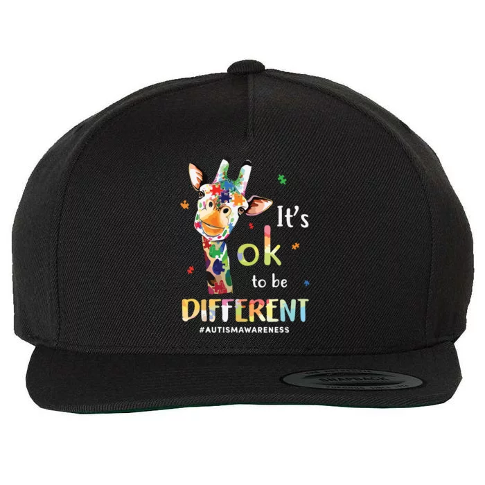 Cute Giraffe Animals Be Different Autism Awareness Wool Snapback Cap