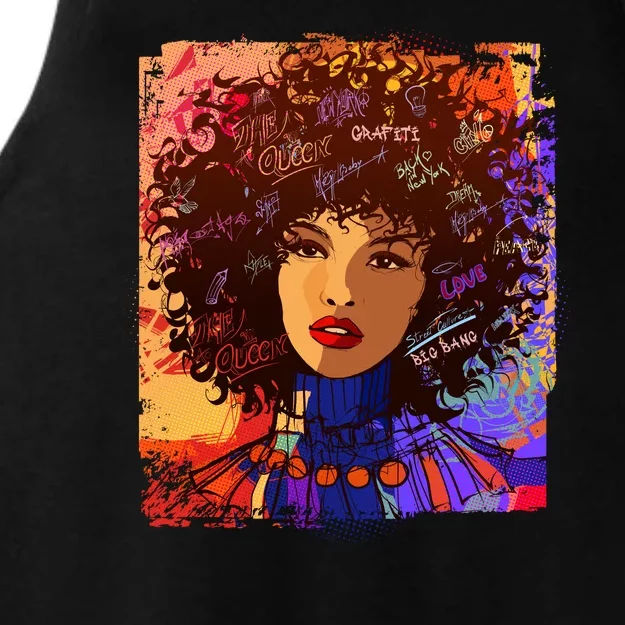 Coloful Graffiti Afro Woman Ladies Tri-Blend Wicking Tank