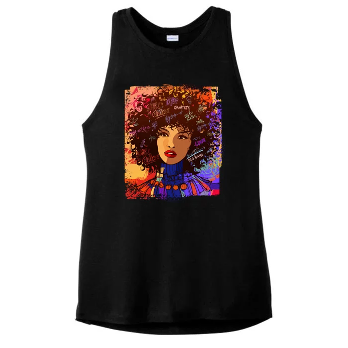 Coloful Graffiti Afro Woman Ladies Tri-Blend Wicking Tank