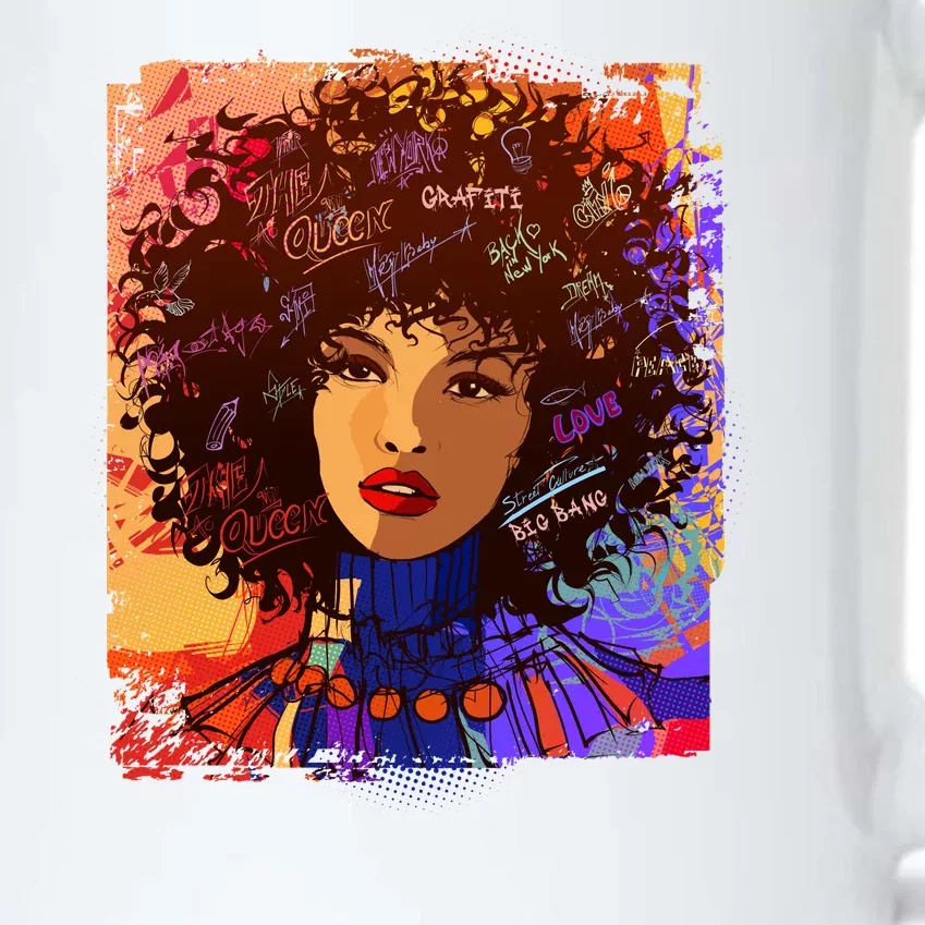 Coloful Graffiti Afro Woman Black Color Changing Mug