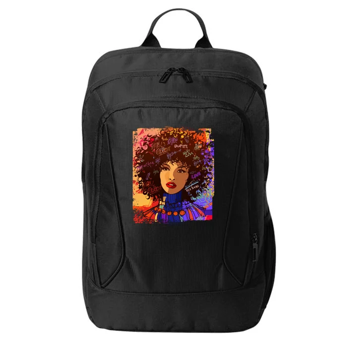 Coloful Graffiti Afro Woman City Backpack