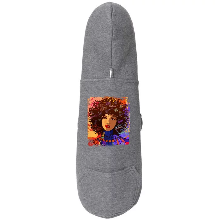 Coloful Graffiti Afro Woman Doggie 3-End Fleece Hoodie