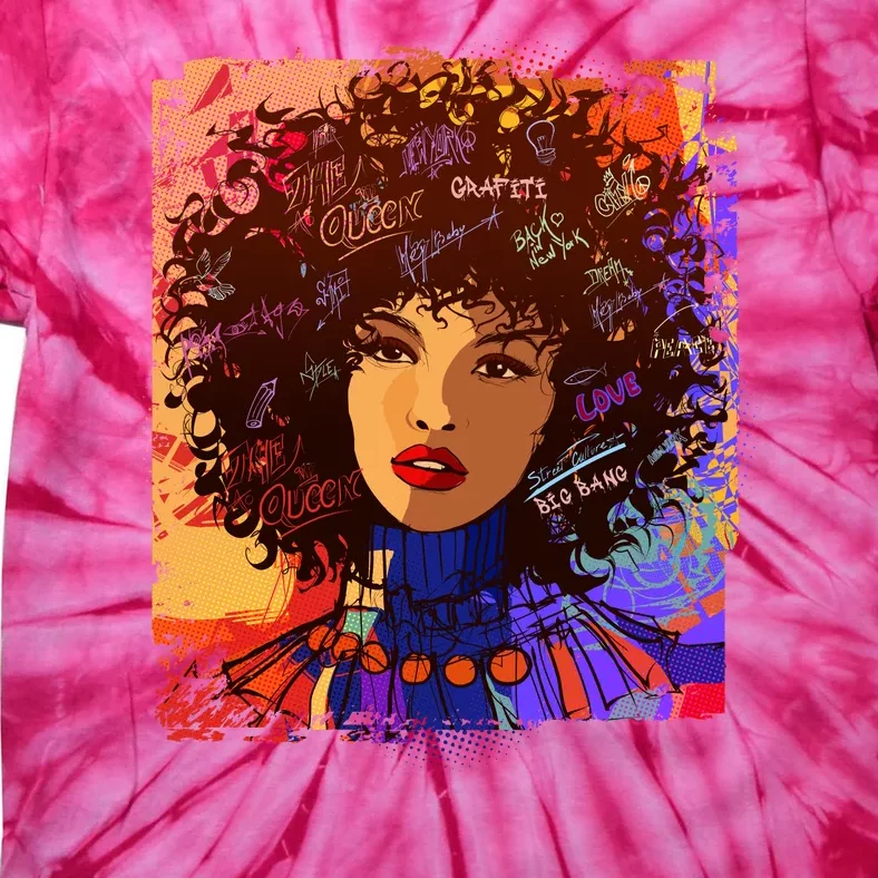 Coloful Graffiti Afro Woman Tie-Dye T-Shirt