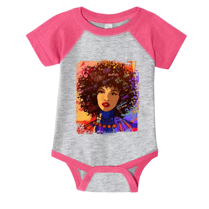 Coloful Graffiti Afro Woman Infant Baby Jersey Bodysuit