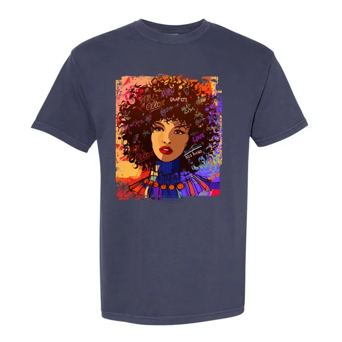 Coloful Graffiti Afro Woman Garment-Dyed Heavyweight T-Shirt