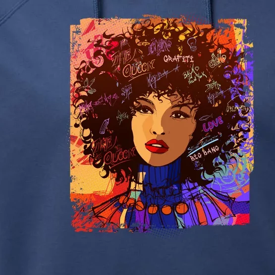 Coloful Graffiti Afro Woman Performance Fleece Hoodie