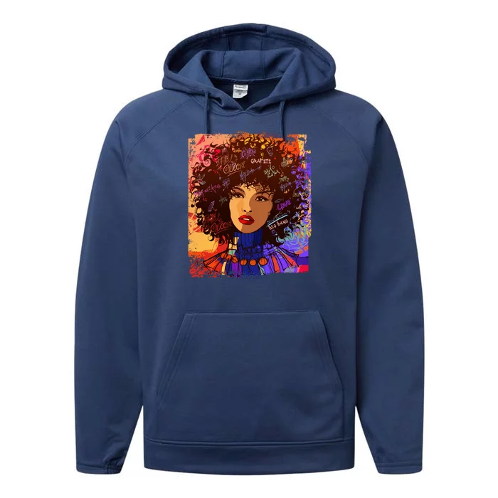 Coloful Graffiti Afro Woman Performance Fleece Hoodie