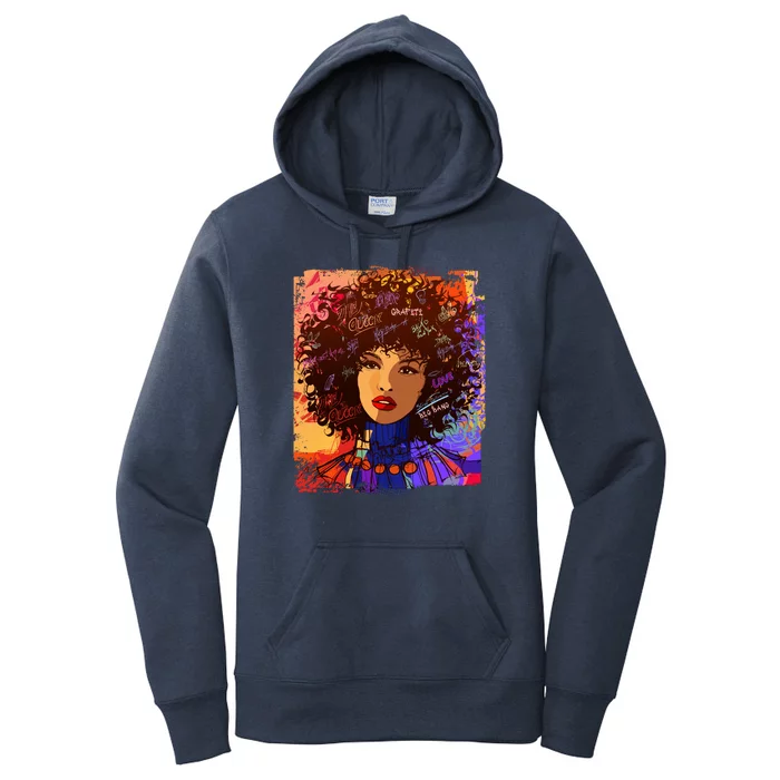 Coloful Graffiti Afro Woman Women's Pullover Hoodie