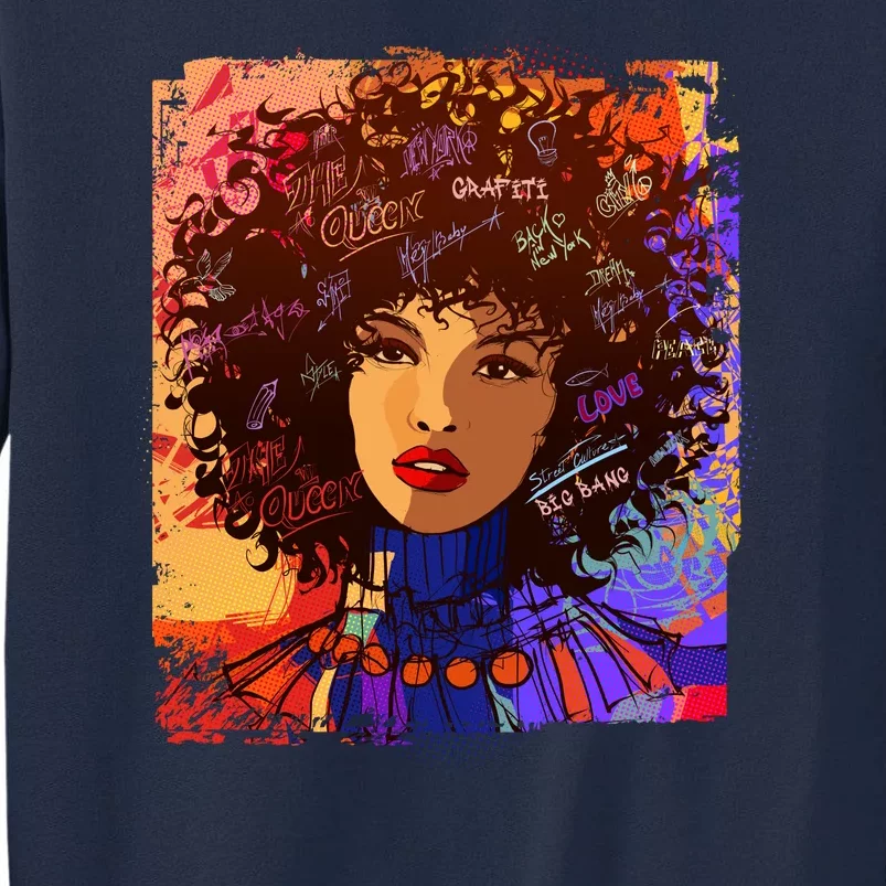 Coloful Graffiti Afro Woman Tall Sweatshirt