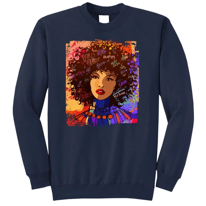 Coloful Graffiti Afro Woman Tall Sweatshirt