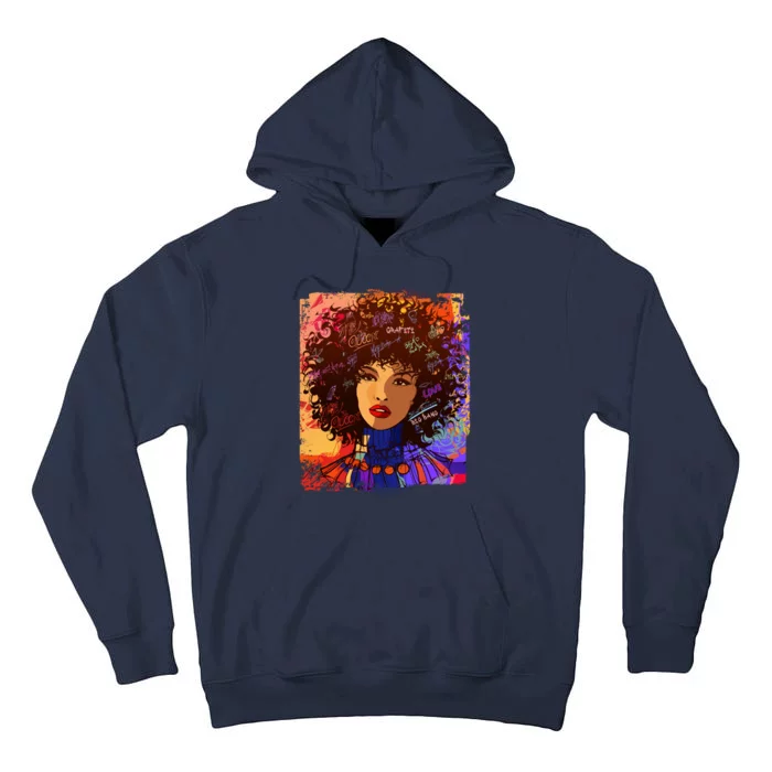 Coloful Graffiti Afro Woman Tall Hoodie