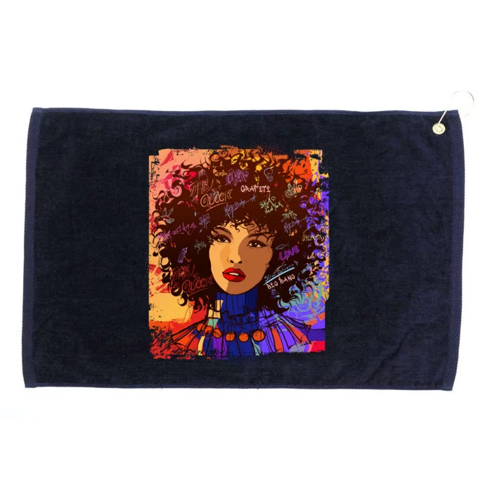 Coloful Graffiti Afro Woman Grommeted Golf Towel