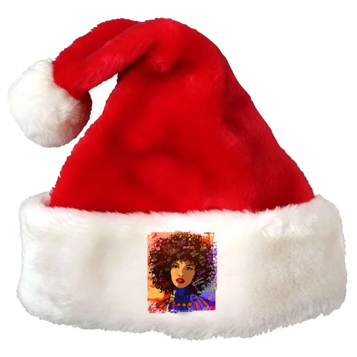 Coloful Graffiti Afro Woman Premium Christmas Santa Hat