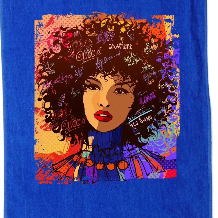 Coloful Graffiti Afro Woman Platinum Collection Golf Towel