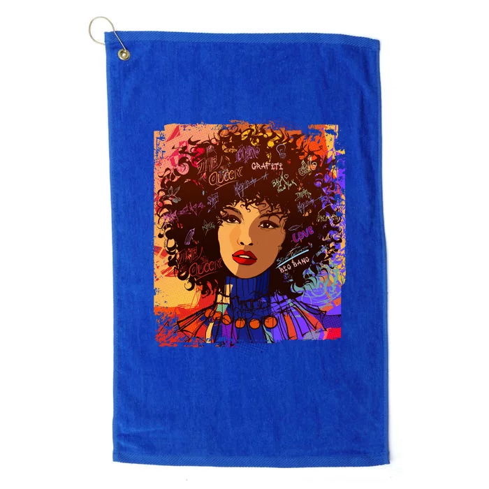 Coloful Graffiti Afro Woman Platinum Collection Golf Towel