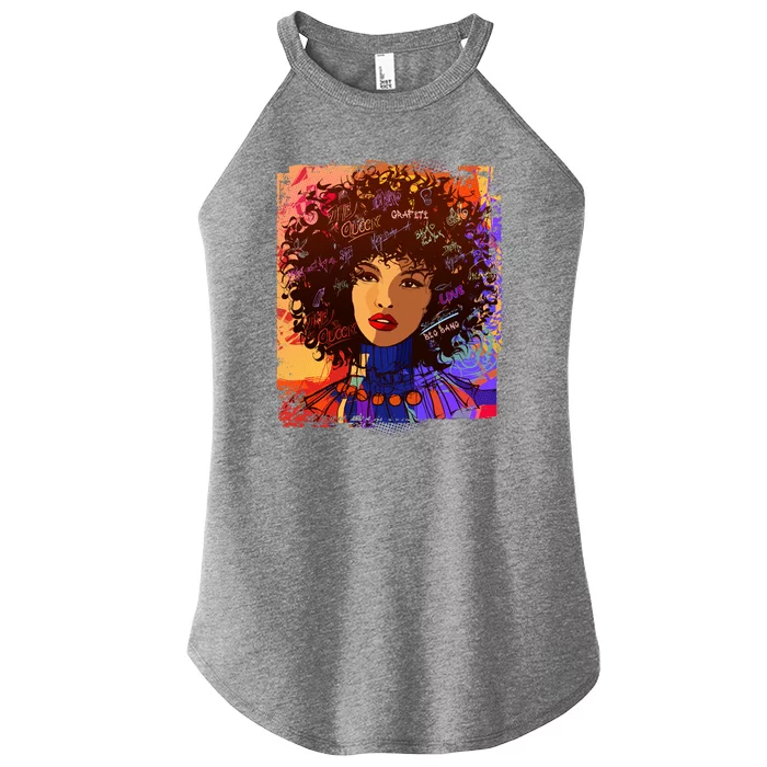 Coloful Graffiti Afro Woman Women’s Perfect Tri Rocker Tank