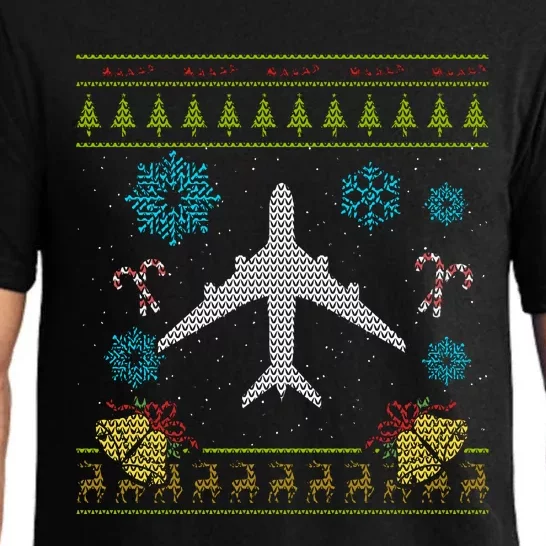 Christmas Gift Airplane Pilot Christmas Ugly Pajama Set