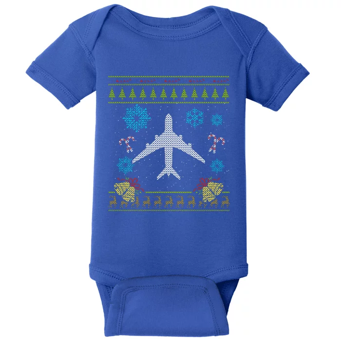 Christmas Gift Airplane Pilot Christmas Ugly Baby Bodysuit