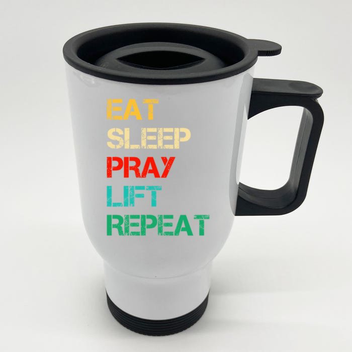 Christian Gym And Jesus Gym For Eat Sleep Pray Repeat Gift Front & Back Stainless Steel Travel Mug